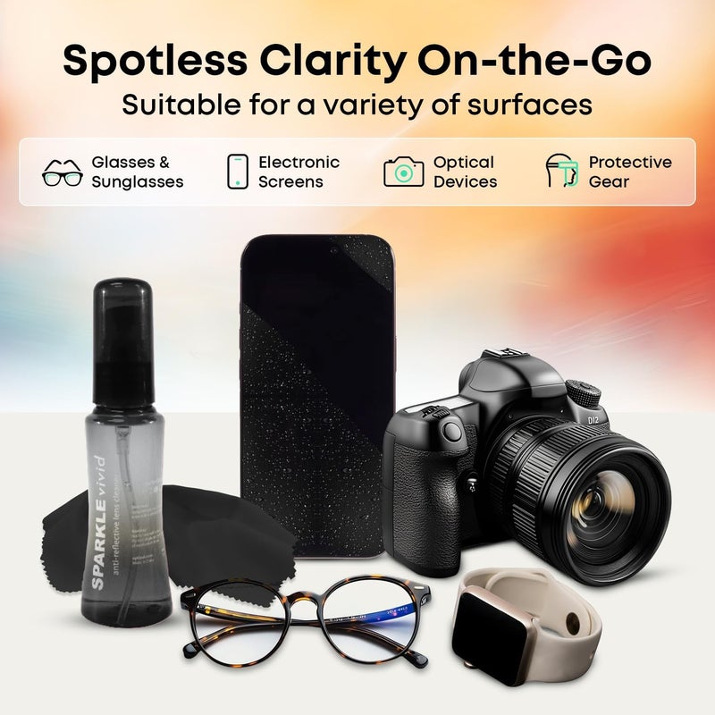 OPTIPAK Sparkle Vivid Anti-Reflective Safe Lens Cleaner Spray Kit - (2) 2oz Glasses Cleaner Spray & (2) Microfiber Cloth for Eyeglasses, Sunglasses, Lenses, Screens and Camera Cleaning Kit (4 Piece Set) - Image 2